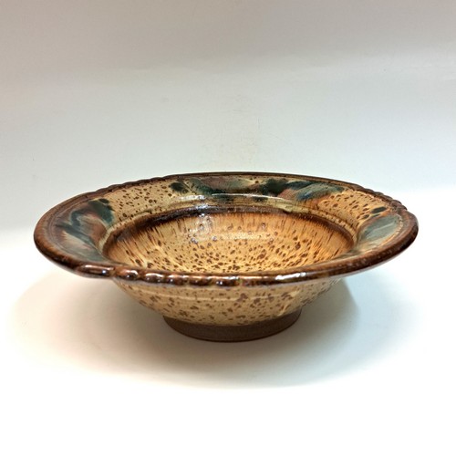 Click to view detail for #231028 Bowl Tan/Brown/Teal 3x10 $22